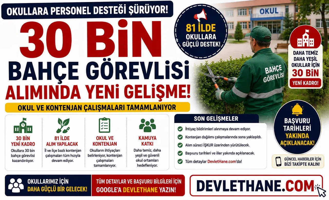 Okullara 30 Bin Bahçe Görevlisi Alımında Yeni Gelişme: Okul ve Kontenjan Çalışmaları Tamamlanıyor