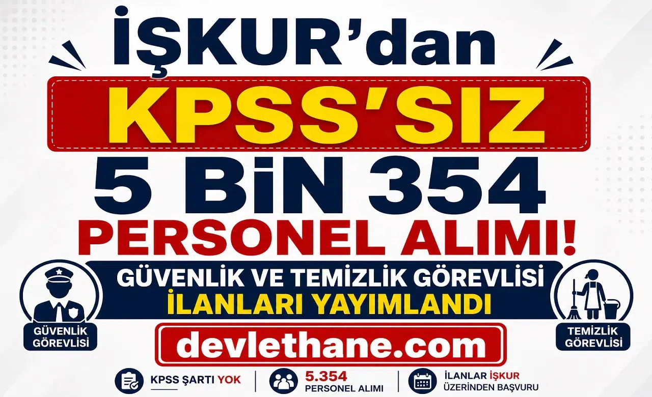 İŞKUR’dan KPSS’siz 5 Bin 354 Personel Alımı: Güvenlik ve Temizlik Görevlisi İlanları Yayımlandı