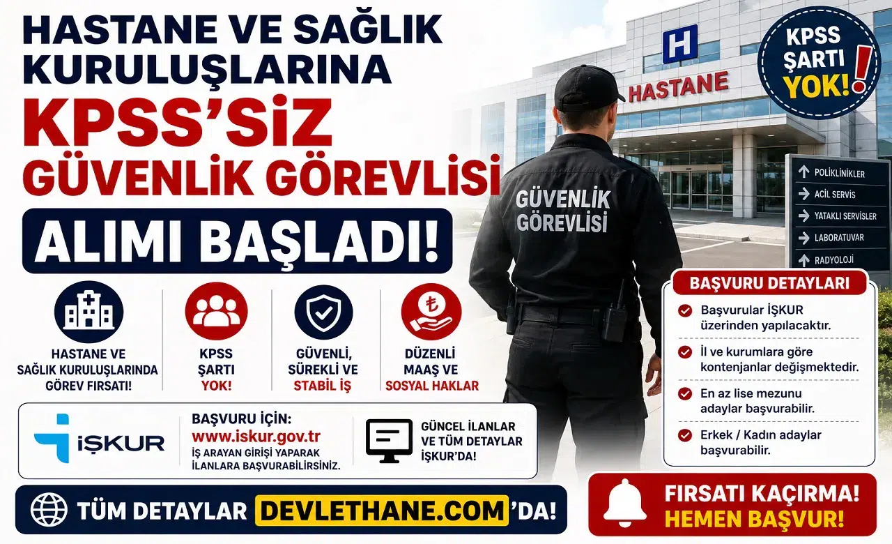 Hastane ve Sağlık Kuruluşlarına KPSS’siz Güvenlik Görevlisi Alımı: Başvuru Şartları ve İŞKUR Detayları