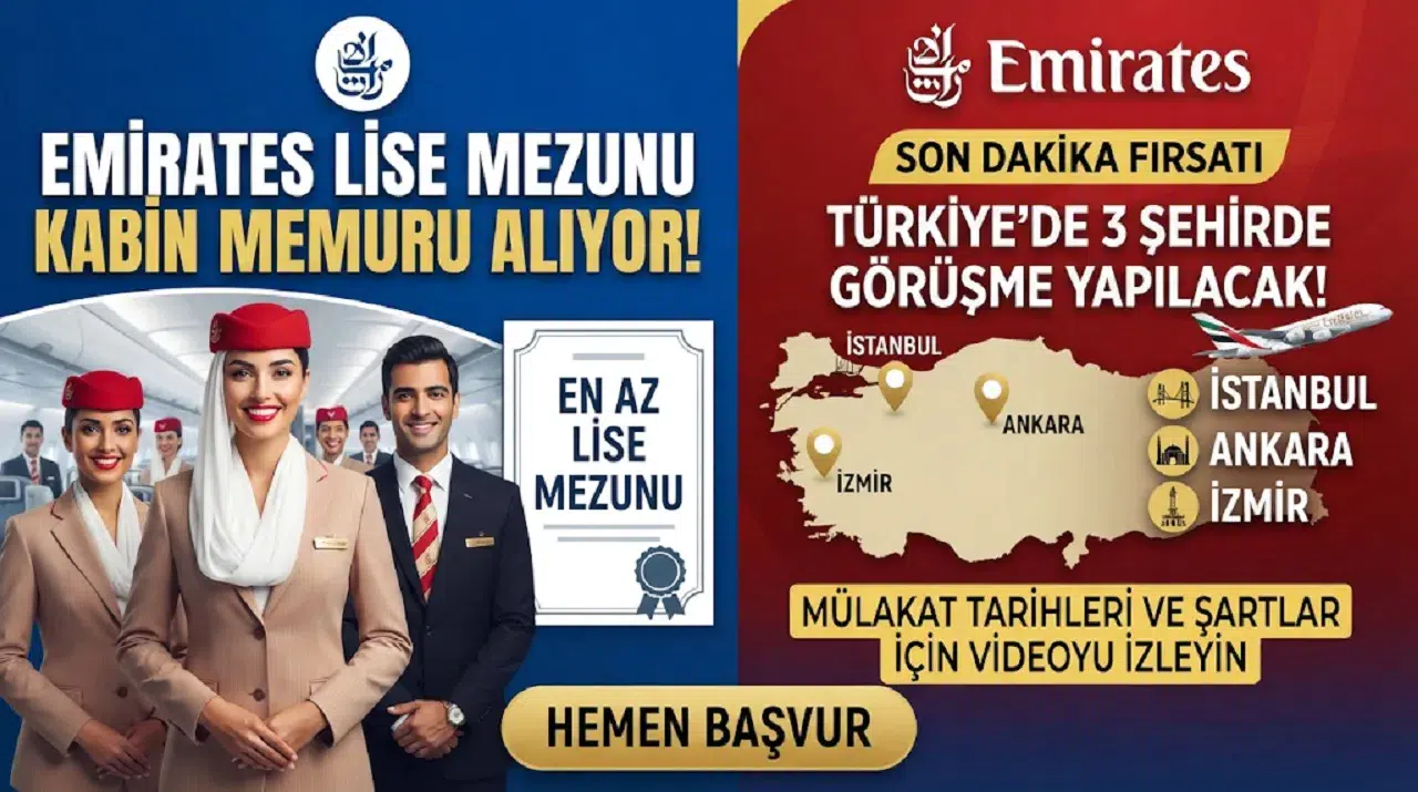 Emirates Lise Mezunu Kabin Memuru Alıyor! Türkiye’de 3 Şehirde Görüşme Yapılacak