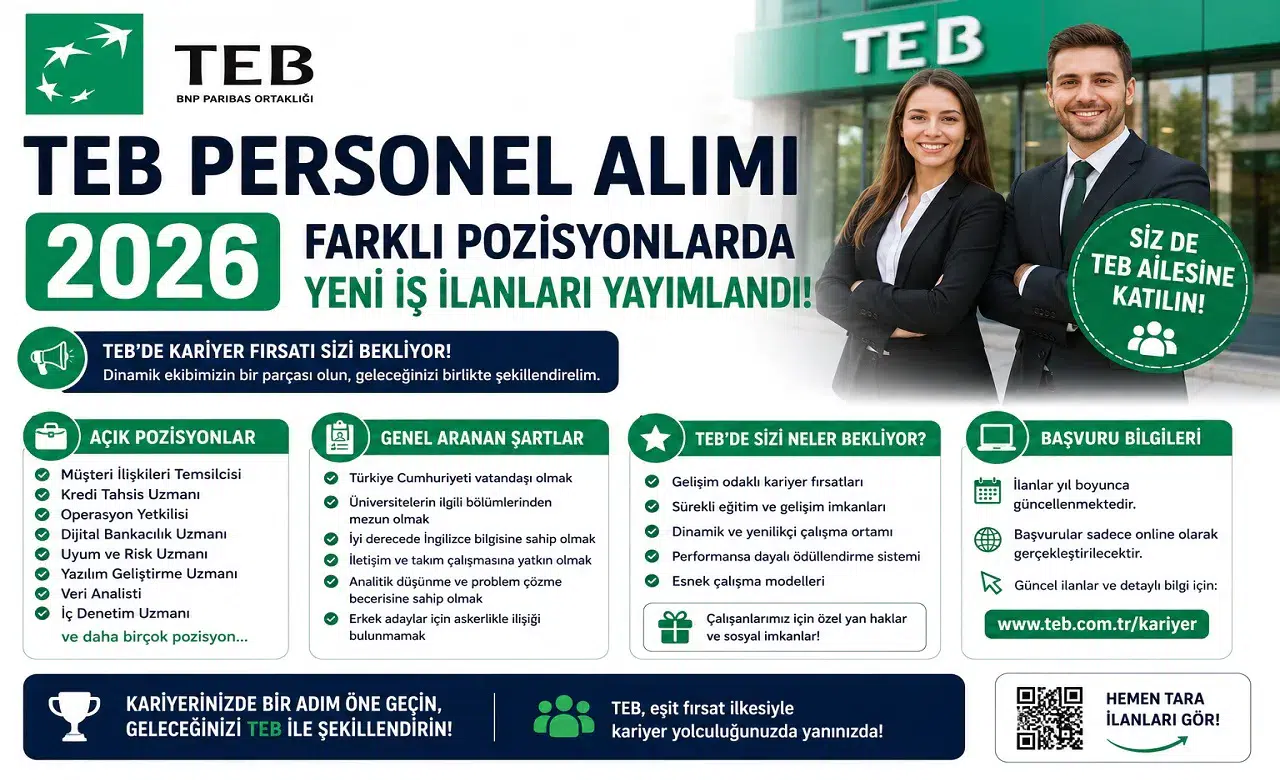 TEB Personel Alımı 2026: Farklı Pozisyonlarda Yeni İş İlanları Yayımlandı