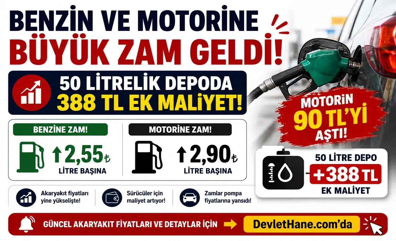 Benzin ve Motorine Büyük Zam Geldi! 50 Litrelik Depoda 388 TL Ek Maliyet, Motorin 90 TL’yi Aştı