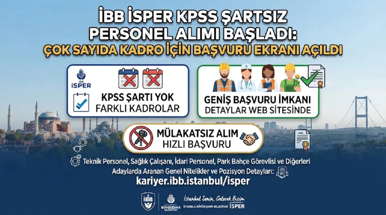 İBB İSPER KPSS Şartsız Personel Alımı Başladı: Çok Sayıda Kadro İçin Başvuru Ekranı Açıldı
