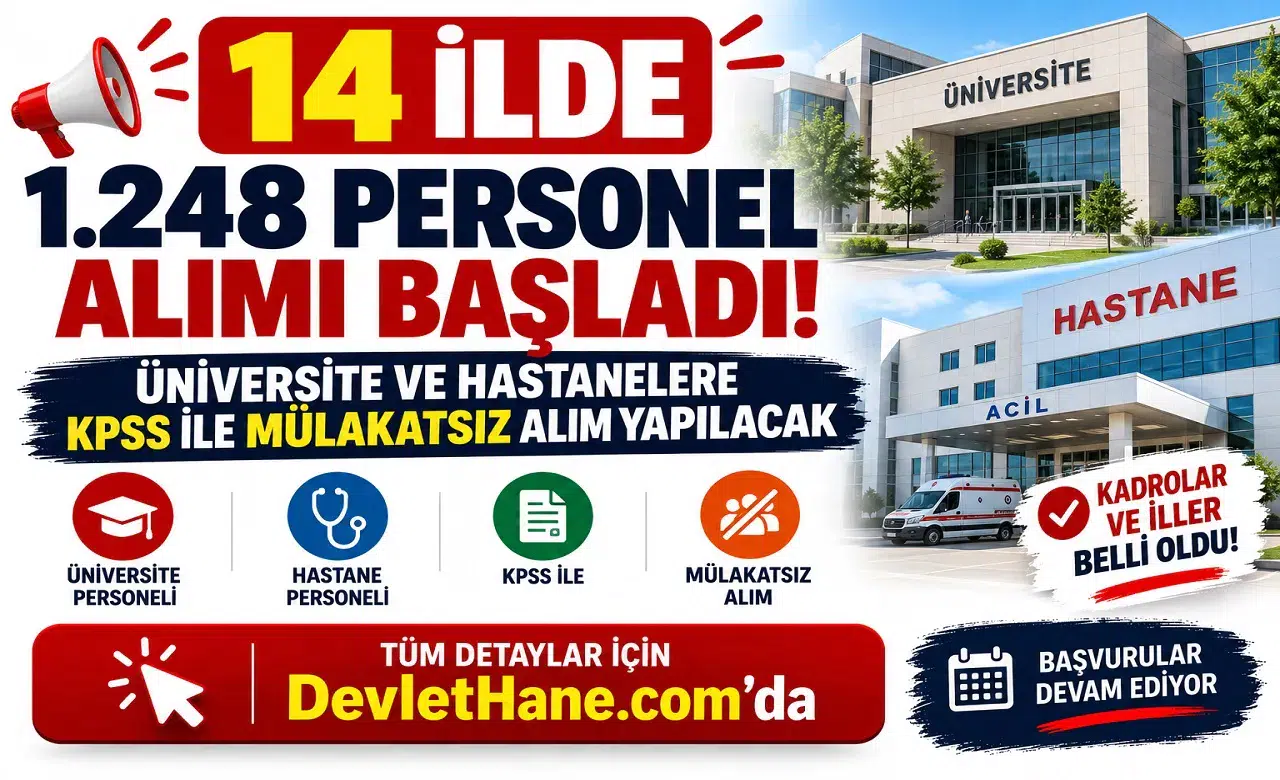 14 İlde 1.248 Personel Alımı Başladı! Üniversite ve Hastanelere KPSS ile Mülakatsız Alım Yapılacak