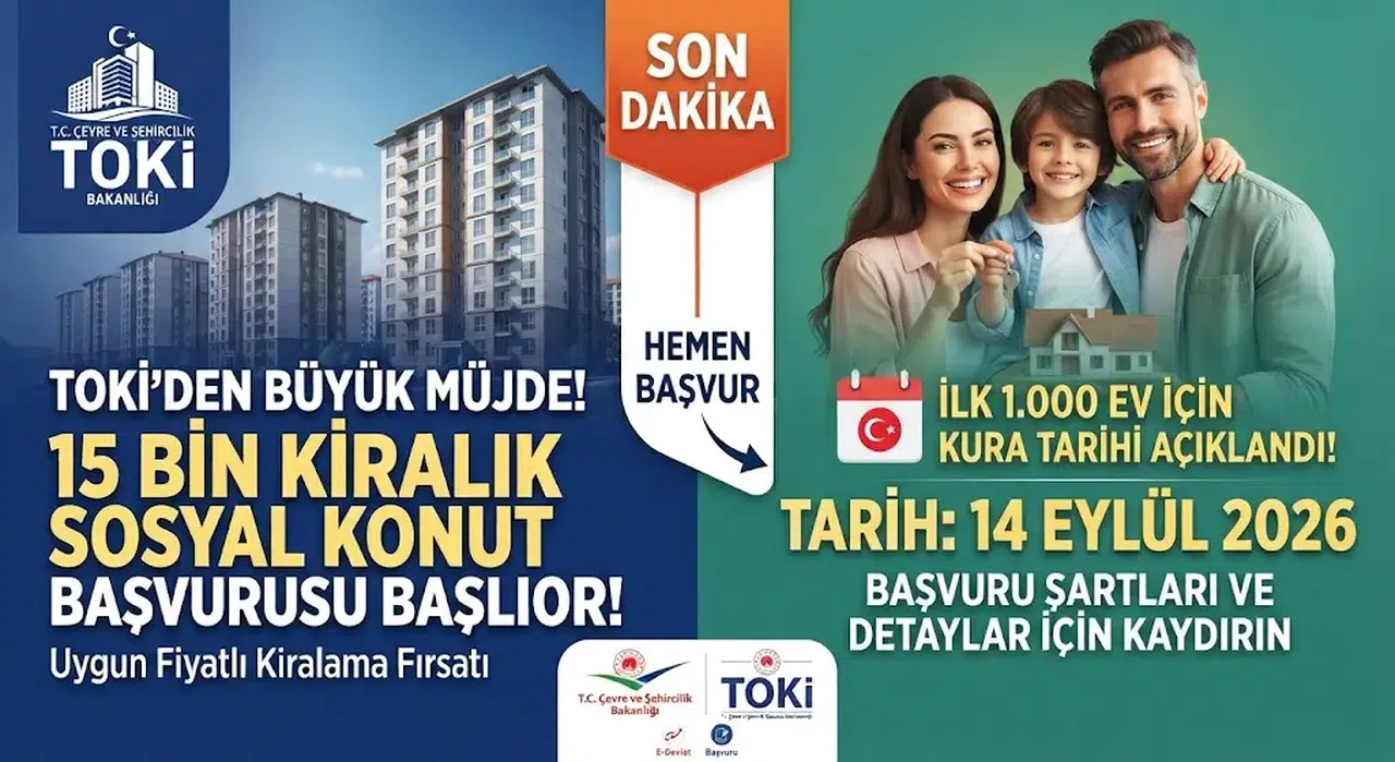 TOKİ 15 Bin Kiralık Sosyal Konut Başvurusu Başlıyor! İlk 1.000 Ev İçin Kura Tarihi Açıklandı