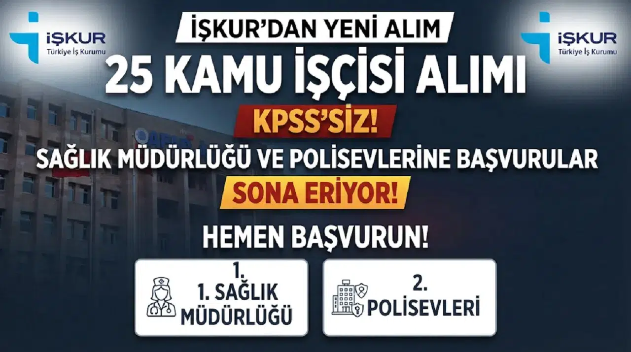 İŞKUR’dan KPSS’siz 25 Kamu İşçisi Alımı: Sağlık Müdürlüğü ve Polisevlerine Başvurular Sona Eriyor