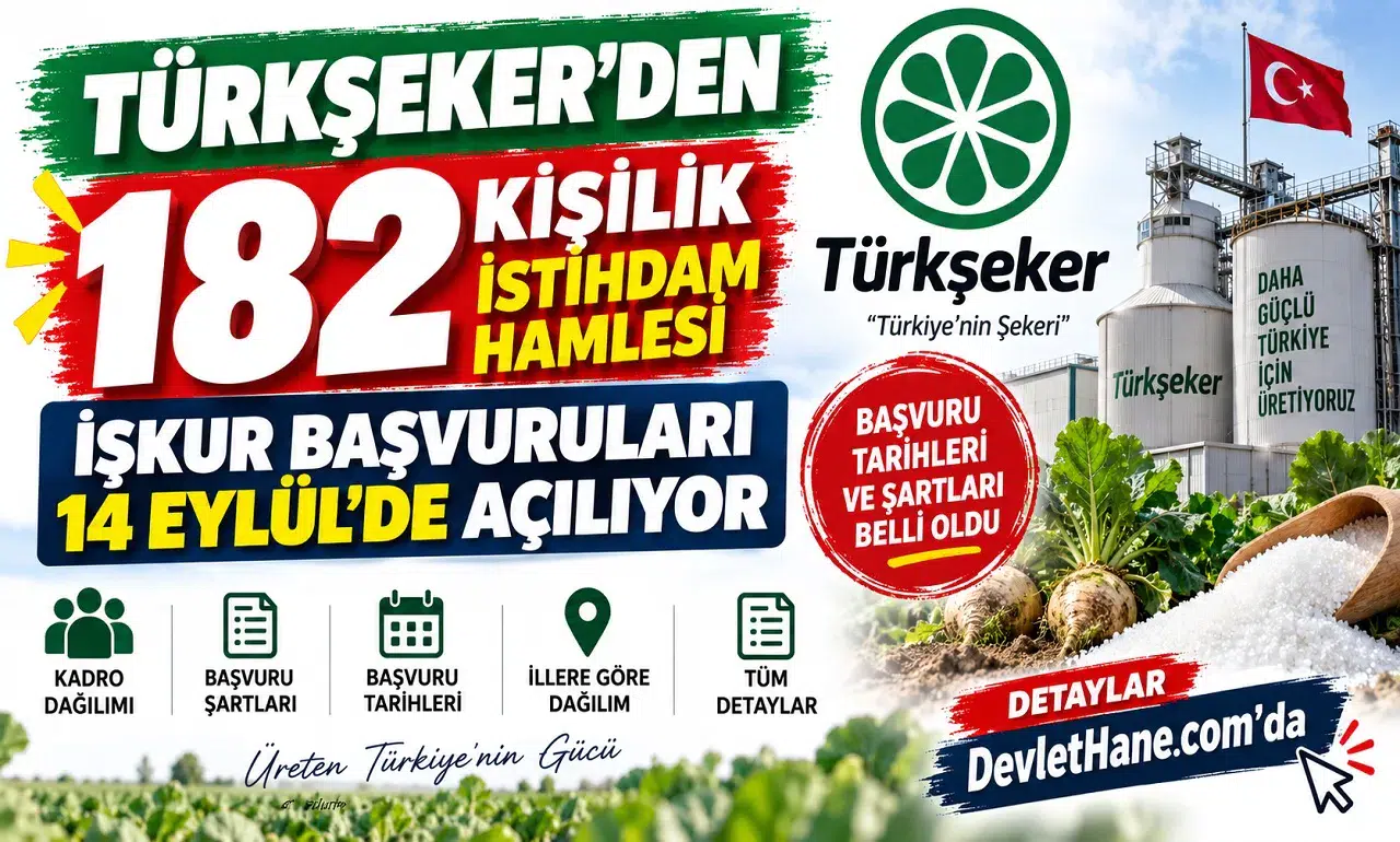 Türkşeker’den 182 Kişilik İstihdam Hamlesi: İŞKUR Başvuruları 14 Eylül’de Açılıyor