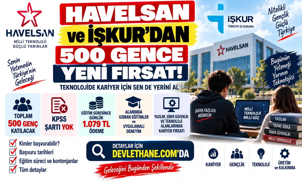 HAVELSAN ve İŞKUR'dan 500 Gence Yeni Fırsat: KPSS Yok, Eğitim Süresince Günlük 1.079 TL Ödeme