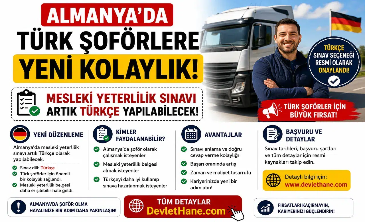 Almanya’da Türk Şoförlere Yeni Kolaylık: Mesleki Yeterlilik Sınavı Artık Türkçe Yapılabilecek