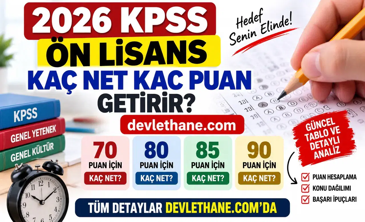 2026 KPSS Ön Lisans Kaç Net Kaç Puan Getirir? 70, 80, 85 ve 90 Puan İçin Kaç Net Gerekir?