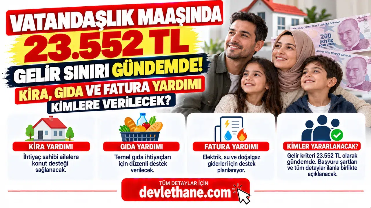 Vatandaşlık Maaşında 23.552 TL Gelir Sınırı Gündemde! Kira, Gıda ve Fatura Yardımı Kimlere Verilecek?