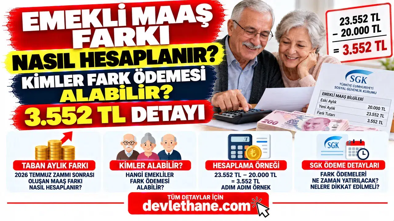 Emekli Maaş Farkı Nasıl Hesaplanır? Kimler Fark Ödemesi Alabilir, 3.552 TL Detayı Nedir?