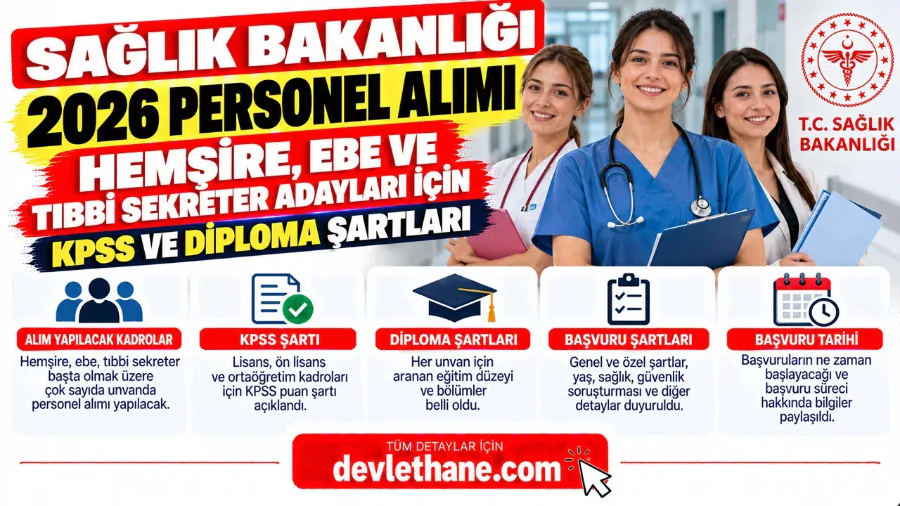 Sağlık Bakanlığı 2026 Personel Alımı: Hemşire, Ebe ve Tıbbi Sekreter Adayları İçin KPSS ve Diploma Şartları