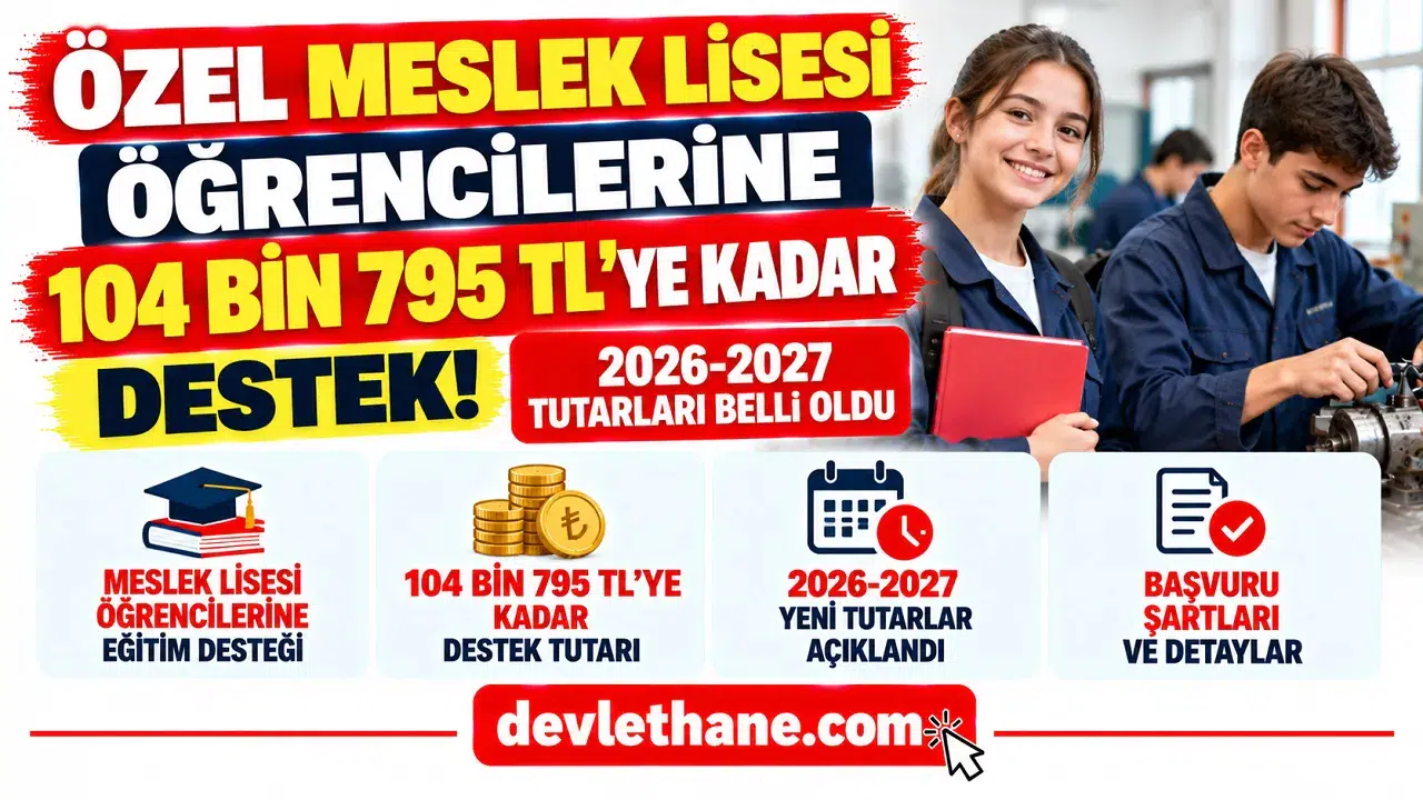 Özel Meslek Lisesi Öğrencilerine 104 Bin 795 TL'ye Kadar Destek: 2026-2027 Tutarları Belli Oldu