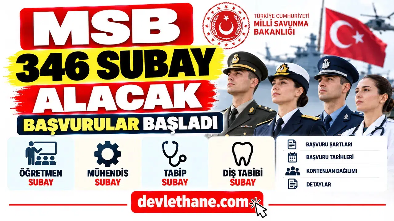 MSB 346 Subay Alacak: Öğretmen, Mühendis, Tabip ve Diş Tabibi Başvuruları Başladı
