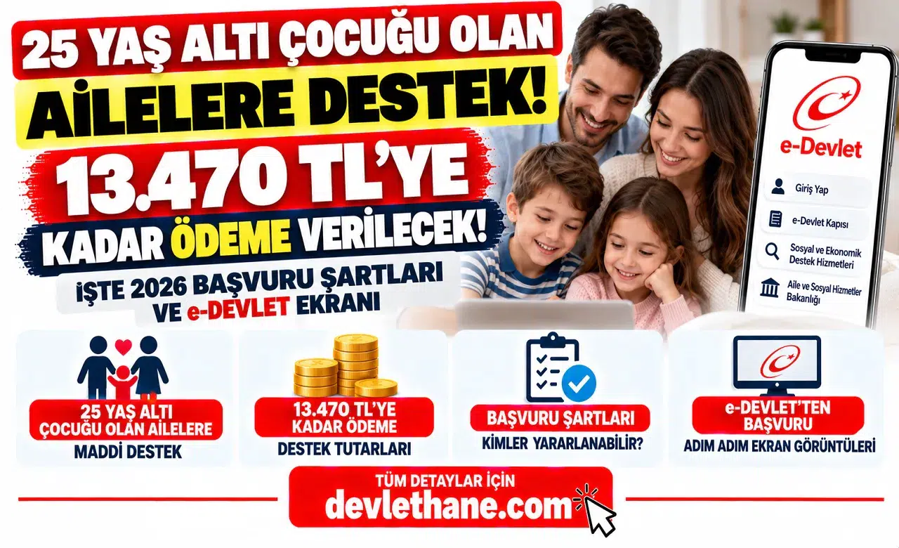 25 Yaş Altı Çocuğu Olan Ailelere 13.470 TL’ye Kadar Destek! İşte 2026 Başvuru Şartları ve e-Devlet Ekranı