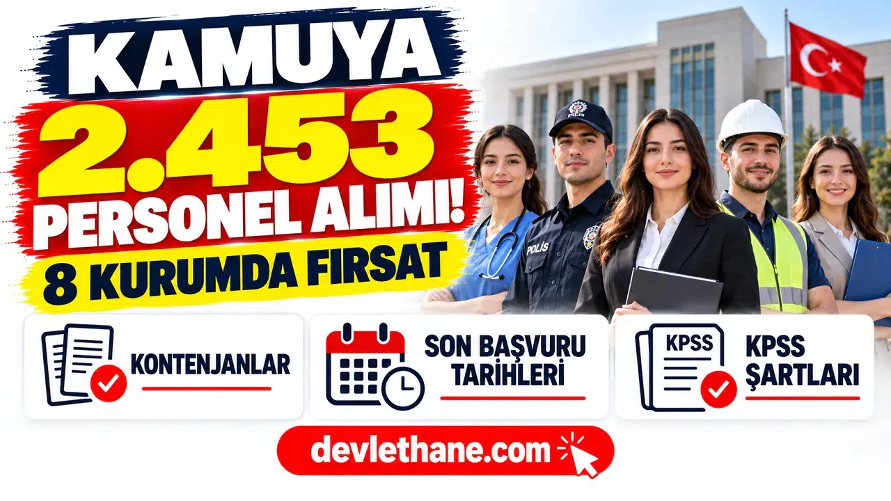 Kamuya 2.453 Personel Alımı: 8 Kurumun Son Başvuru Tarihleri, Kontenjanlar ve KPSS Şartları