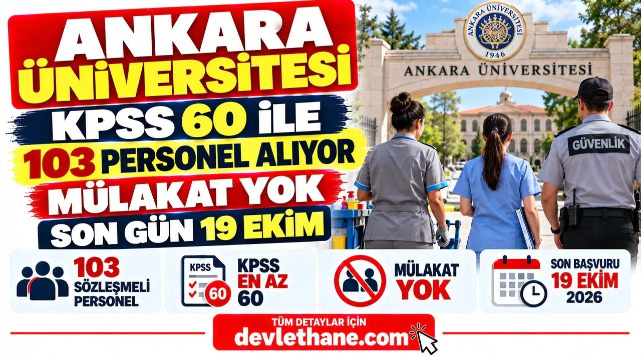 Ankara Üniversitesi KPSS 60 ile Mülakatsız 103 Personel Alıyor: Son Gün 19 Ekim