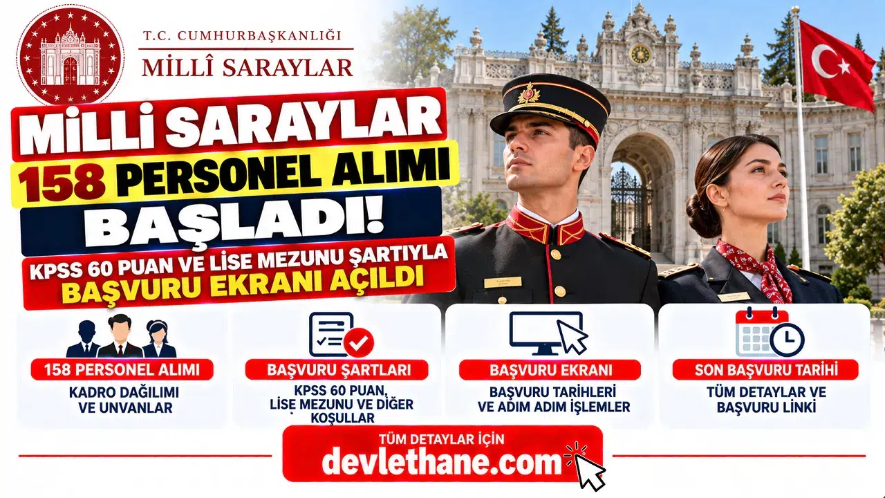 Milli Saraylar 158 Personel Alımı Başladı! KPSS 60 Puan ve Lise Mezunu Şartıyla Başvuru Ekranı Açıldı