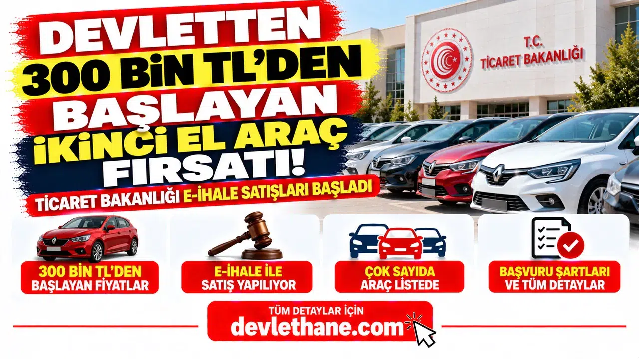 Devletten 300 Bin TL'den Başlayan İkinci El Araç Fırsatı! Ticaret Bakanlığı E-İhale Satışları Başladı
