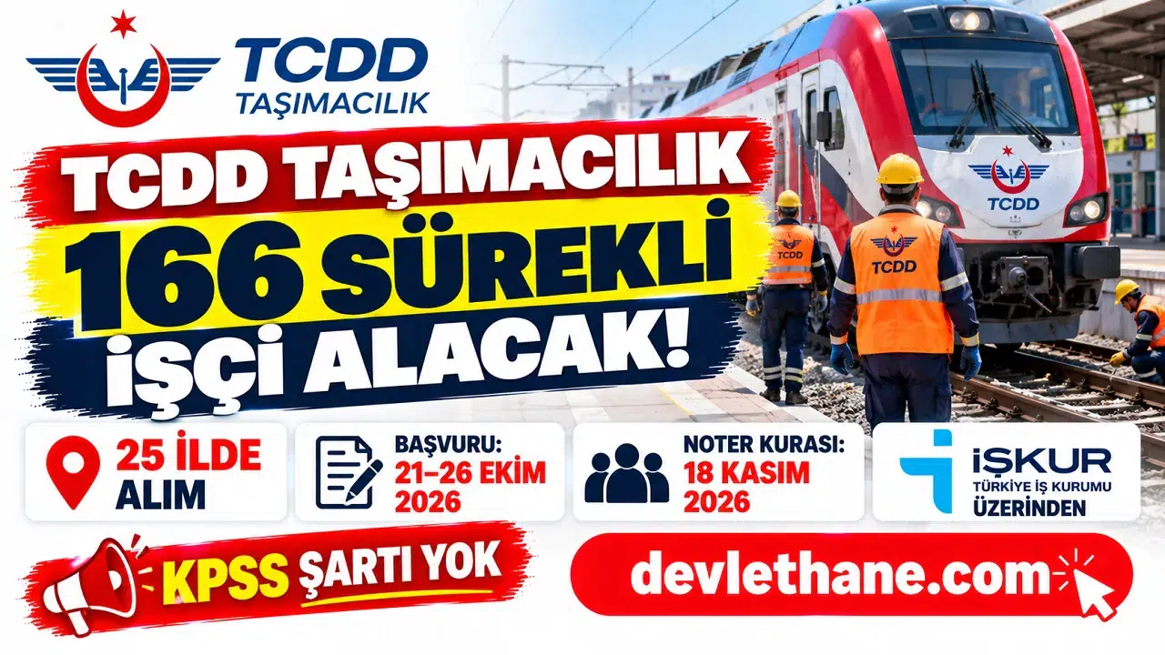 TCDD Taşımacılık 166 sürekli işçi alıyor: İl il kadrolar, şartlar ve kura tarihi