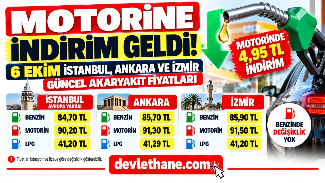 Motorine İndirim Geldi: 6 Ekim İstanbul, Ankara ve İzmir Güncel Akaryakıt Fiyatları