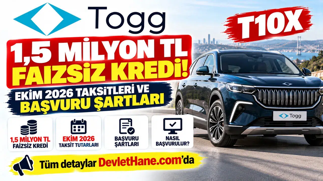 Togg T10X Alacaklara 1,5 Milyon TL Faizsiz Kredi! Ekim 2026 Taksitleri ve Başvuru Şartları