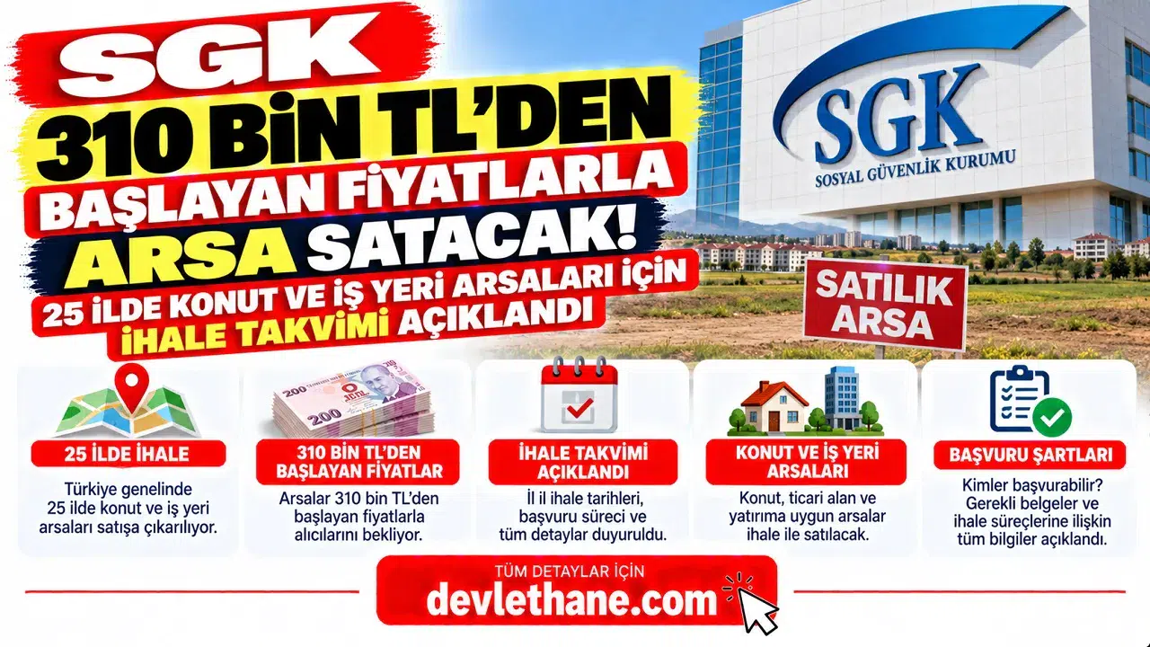 SGK 310 Bin TL'den Başlayan Fiyatlarla Arsa Satacak! 25 İlde Konut ve İş Yeri Arsaları İçin İhale Takvimi Açıklandı