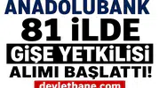 Anadolubank 81 İlde Gişe Yetkilisi Alımı Başlattı