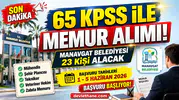 Manavgat Belediyesi 23 Memur Alımı Yapacak! 65 KPSS ile Başvuru Şartları ve Tüm Detaylar Açıklandı