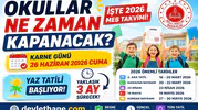 Okullar Ne Zaman Kapanacak? 2026 Yaz Tatili Tarihi ve MEB Takvimi Açıklandı