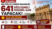 Kültür ve Turizm Bakanlığı 641 Sözleşmeli Personel Alımı Yapacak! En Az Lise Mezunu Adaylar Başvurabilecek