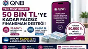 QNB’den Yeni Müşterilere 50 Bin TL’ye Kadar Faizsiz Finansman Desteği! Başvuru Şartları Açıklandı