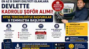 En Az B Sınıfı Ehliyeti Olanlara Devlette Kadrolu Şoför Alımı! KPSS Tercihleriyle Başvurular 9 Temmuz'da Başlıyor