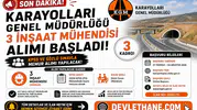 Karayolları Genel Müdürlüğü 3 İnşaat Mühendisi Alımı Başladı! KPSS ve Sözlü Sınavla Memur Alımı Yapılacak