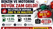 Benzin ve Motorine Büyük Zam Geldi! 50 Litrelik Depoda 388 TL Ek Maliyet, Motorin 90 TL’yi Aştı