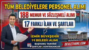 Belediyelere 188 memur ve sözleşmeli personel alınacak: 17 ilanın başvuru takvimi ve şartları