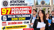 Atatürk Üniversitesi 97 Sözleşmeli Personel Alımında Belge Teslimi 20 Ekim'de Bitiyor