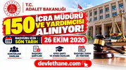 Adalet Bakanlığı 150 icra müdürü ve yardımcısı alıyor: Başvuru 26 Ekim'de bitiyor