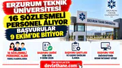 Erzurum Teknik Üniversitesi 16 sözleşmeli personel alıyor: Başvurular 9 Ekim'de bitiyor