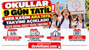 Okullar 9 Gün Tatil Olacak! MEB Kasım Ara Tatil Tarihlerini Açıkladı: İşte 2026-2027 Tatil Takvimi