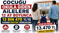 Çocuğu Okula Giden Ailelere 12 Ay Boyunca 13 Bin 470 TL'ye Kadar Destek Verilecek