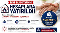 Evde Bakım Yardımı Hesaplara Yatırıldı! Bakan Göktaş'tan 7 Milyar TL'lik Ödeme Açıklaması