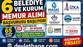 6 Belediye ve Kurum 65 Memur Alımı İçin Başvurular Başlıyor! Düşük KPSS ile Büyük Fırsat