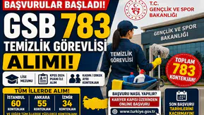 GSB 783 Temizlik Görevlisi Alımı Başvuruları Başladı! İşte İllere Göre Tüm Kontenjanlar ve Şartlar