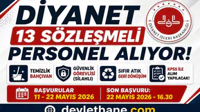 Diyanet 13 Sözleşmeli Personel Alımı Başladı! KPSS 60 Puanla Güvenlik, Temizlik ve Bahçıvan Kadroları Açıldı