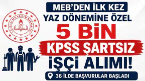 MEB'den İlk Kez Yaz Dönemine Özel 5 Bin KPSS Şartsız İşçi Alımı! 36 İlde Başvurular Başladı