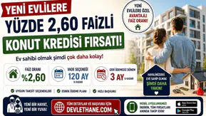 Yeni Evlilere Yüzde 2,60 Faizli Konut Kredisi Fırsatı! 120 Ay Vade ve 3 Ay Erteleme Seçeneği Açıklandı