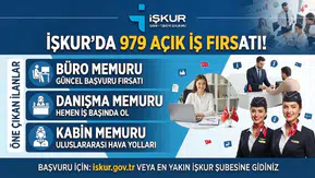 İŞKUR’da 979 Açık İş Fırsatı! Büro Memuru, Danışma Memuru ve Kabin Memuru İlanları Öne Çıktı