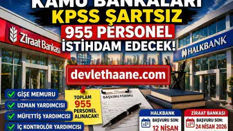 Kamu Bankaları KPSS Şartsız 955 Personel Alımı Başladı! Gişe, Uzman ve Müfettiş Kadroları Açıldı